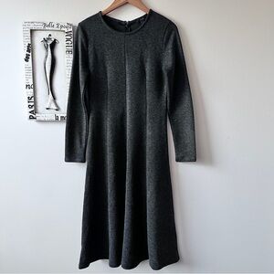 J. Crew Office Chic Minimalist Gray Long-Sleeve Knit Midi Dress Size 6